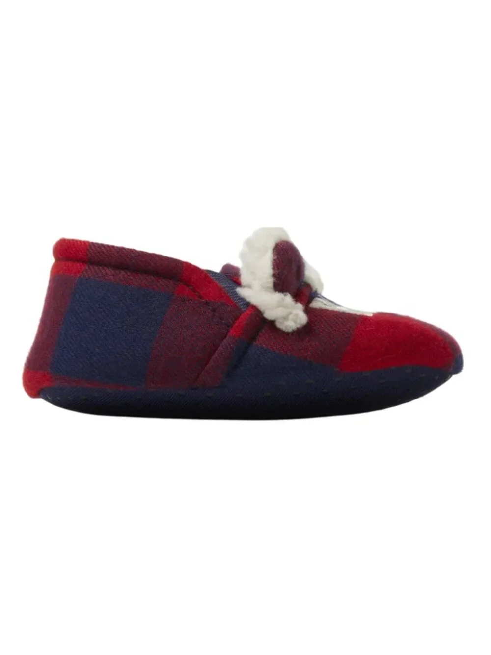 Dearfoams Cozy Comfort Baby Size 5-6 Slippers Baby Bear Plaid Flannel Lining